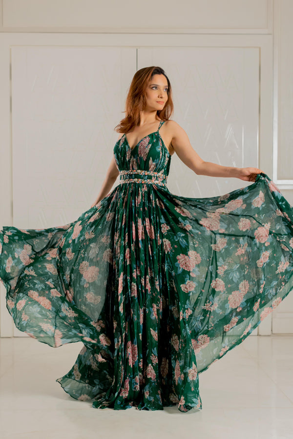 Emerald Blossom Enchantment Gown